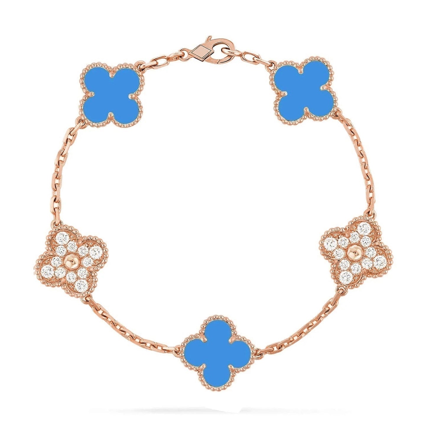 [ELAN LUXE] CLOVER 5 MOTIF BLUE AGATE BRACELET COLLECTION