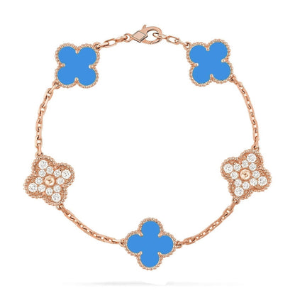 [ELAN LUXE] CLOVER 5 MOTIF BLUE AGATE BRACELET COLLECTION