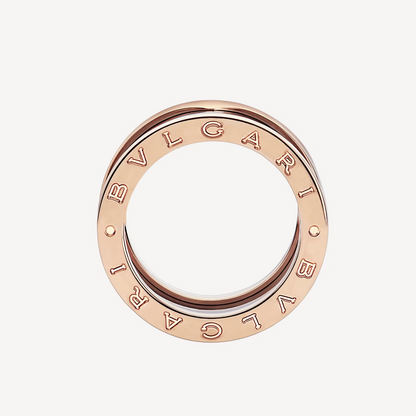 [ELAN LUXE]ZERO 1 FOUR-BAND LOOPS AND BLACK CERAMIC SPIRAL PINK GOLD RING