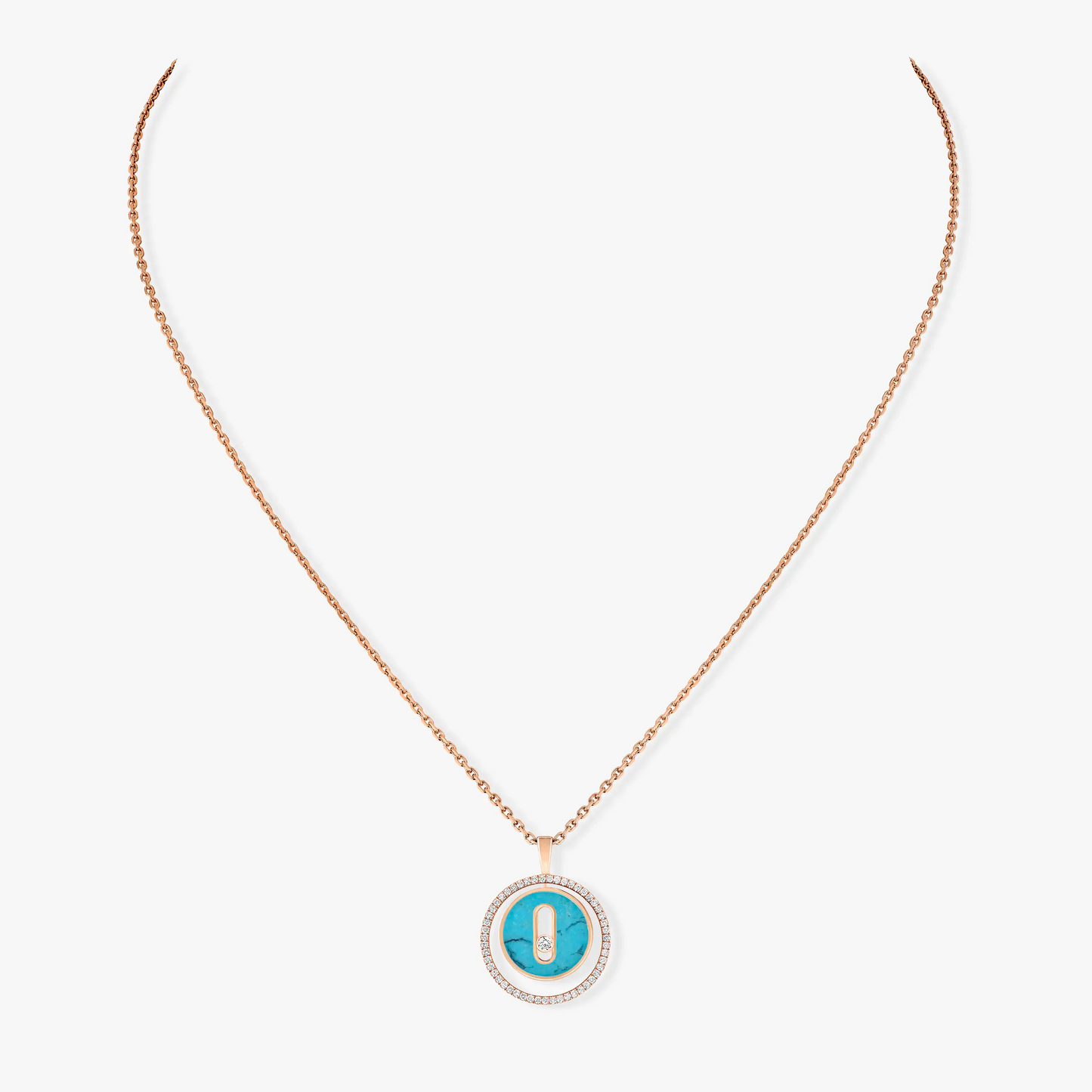 [ELAN LUXE]LUCKY MOVE 1 DIAMOND TURQUOISE PINK GOLD DIAMOND NECKLACE