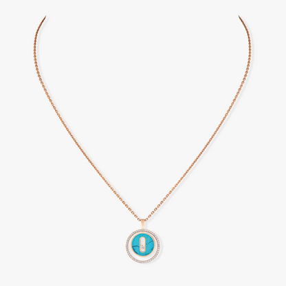 [ELAN LUXE]LUCKY MOVE 1 DIAMOND TURQUOISE PINK GOLD DIAMOND NECKLACE