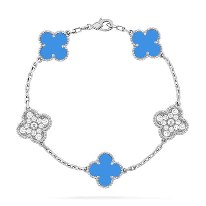 [ELAN LUXE] CLOVER 5 MOTIF BLUE AGATE BRACELET COLLECTION