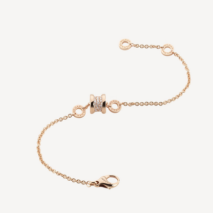 [ELAN LUXE]ZERO 1 SOFT PINK GOLD WITH PAVED DIAMONDS ON THE SPIRAL BRACELET