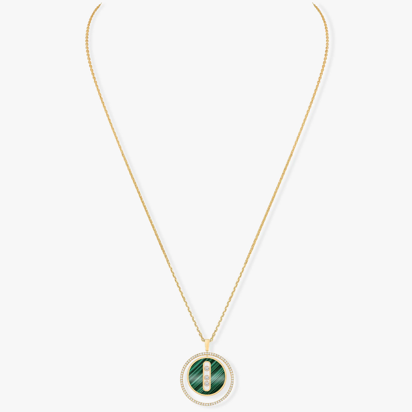 [ELAN LUXE]LUCKY MOVE 3 DIAMOND MALACHITE GOLD DIAMOND NECKLACE