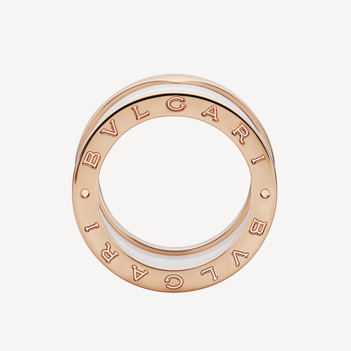 [ELAN LUXE]ZERO 1 FOUR-BAND LOOPS AND WHITE CERAMIC SPIRAL PINK GOLD RING