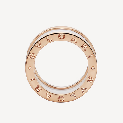[ELAN LUXE]ZERO 1 FOUR-BAND LOOPS AND WHITE CERAMIC SPIRAL PINK GOLD RING