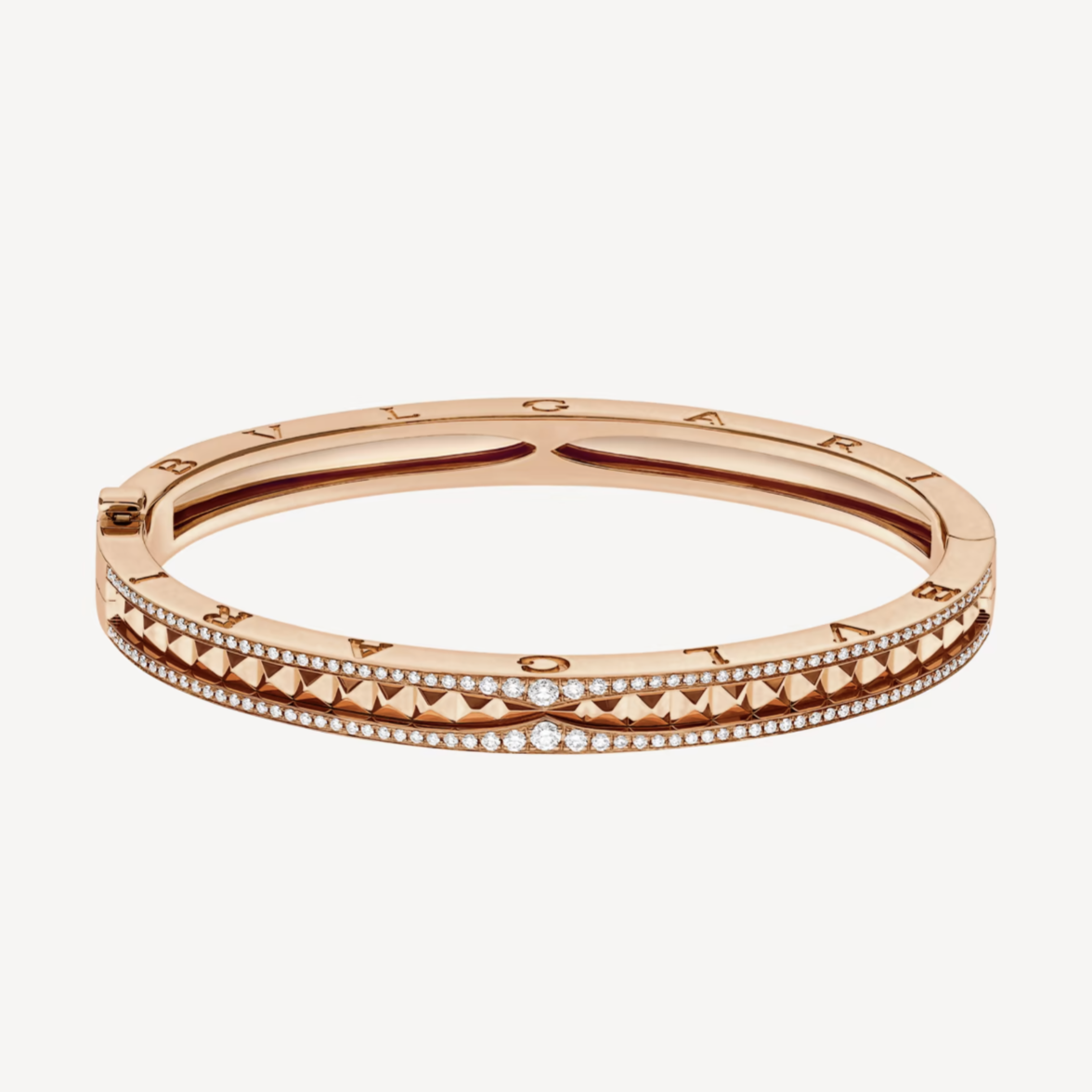 [ELAN LUXE]ZERO 1 SPIRAL AND PAVED DIAMOND PINK GOLD BRACELET