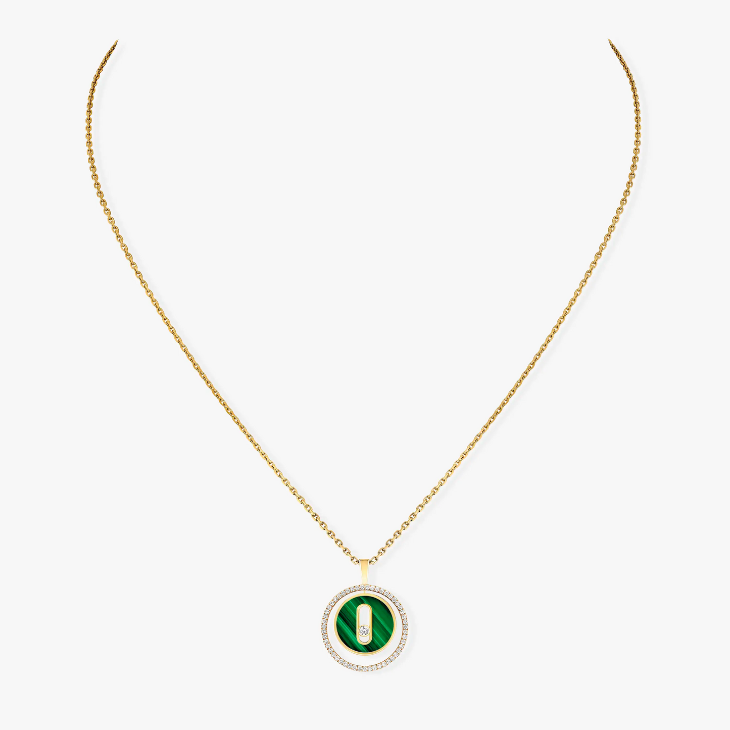 [ELAN LUXE]LUCKY MOVE 1 DIAMOND MALACHITE GOLD DIAMOND NECKLACE