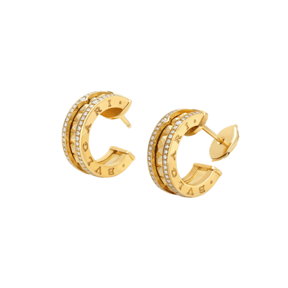 [ELAN LUXE]ZERO 1 ROCK GOLD EARRINGS WITH STUDDED SPIRAL AND PAVED DIAMONDS