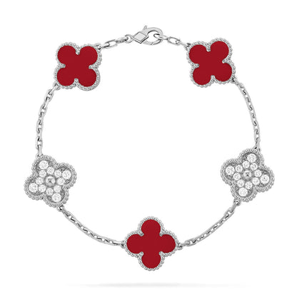 [ELAN LUXE] CLOVER 5 MOTIF RED CORNELIAN BRACELET COLLECTION