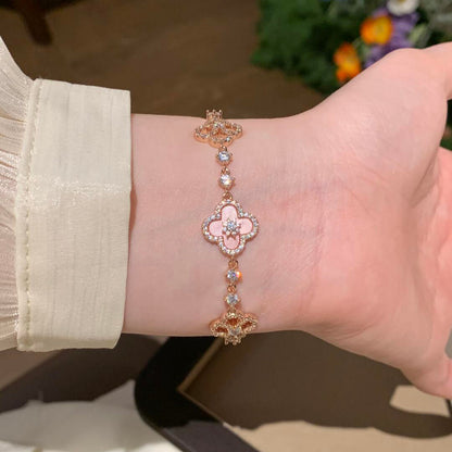 [ELAN LUXE]CLOVER 5 MOTIF PINK BLUE RED WHITE BRACELET