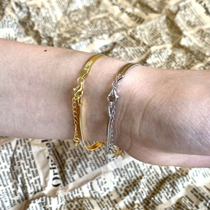 [ELAN LUXE]Flat Snake Bone Chain Blade Necklace