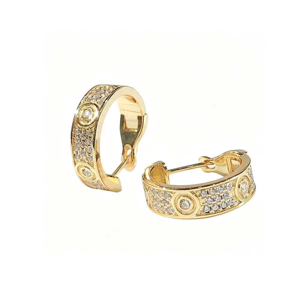 [ELAN LUXE]LOVE 5.5MM DIAMOND PAVED EARRINGS
