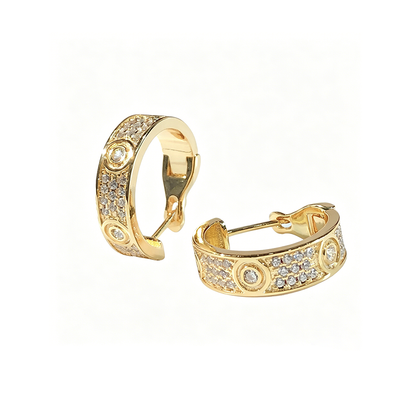 [ELAN LUXE]LOVE 5.5MM DIAMOND PAVED EARRINGS