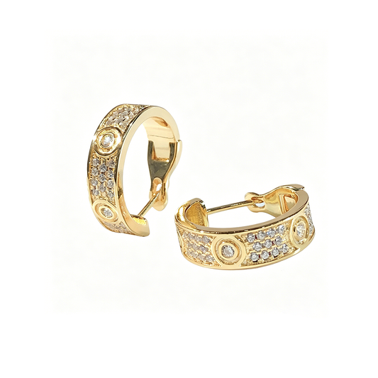 [ELAN LUXE]LOVE 5.5MM DIAMOND PAVED EARRINGS