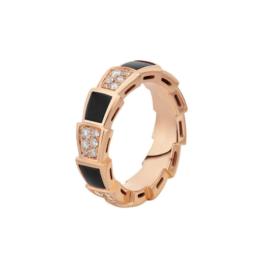 [ELAN LUXE]SERPENTI RING PINK GOLD BLACK MOP DIAMOND PAVED 4MM