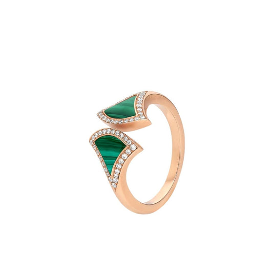 [ELAN LUXE]DREAM MALACHITE DIAMOND OPEN RING
