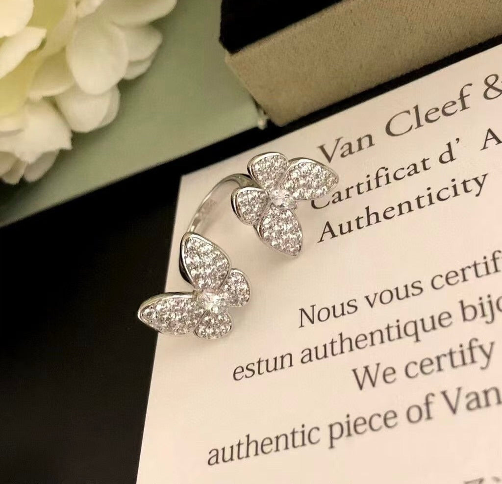 [ELAN LUXE]TWIN SILVER BUTTERFLY DIAMOND RING