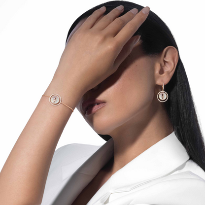 [ELAN LUXE]LUCKY MOVE WHITE MOTHER OF PEARL PINK GOLD DIAMOND BRACELET