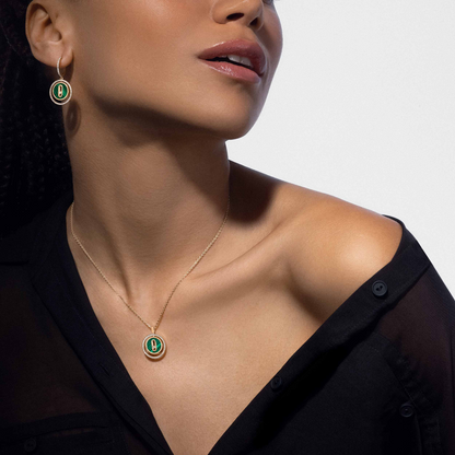 [ELAN LUXE]LUCKY MOVE 1 DIAMOND MALACHITE GOLD DIAMOND NECKLACE