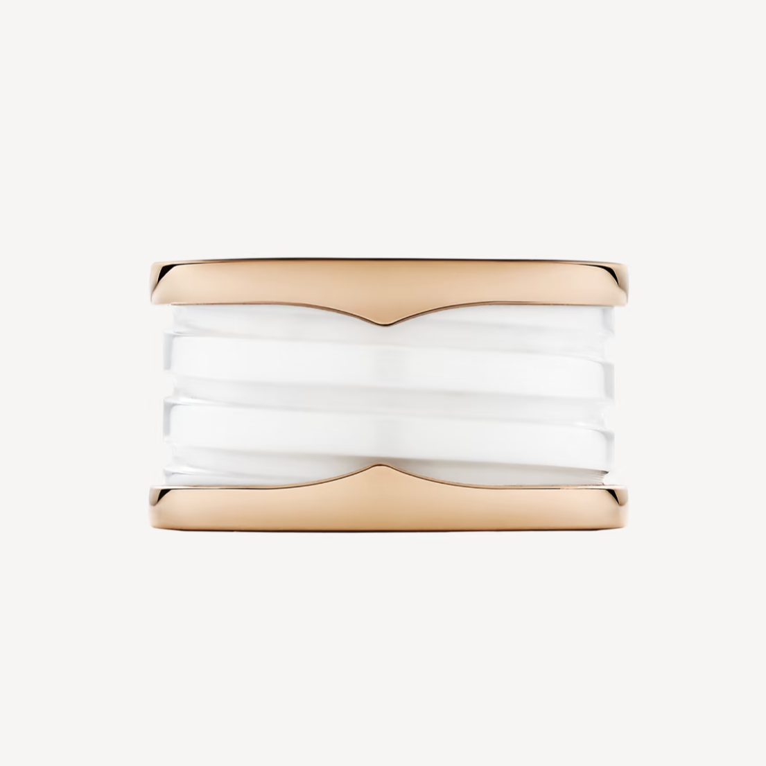 [ELAN LUXE]ZERO 1 FOUR-BAND LOOPS AND WHITE CERAMIC SPIRAL PINK GOLD RING