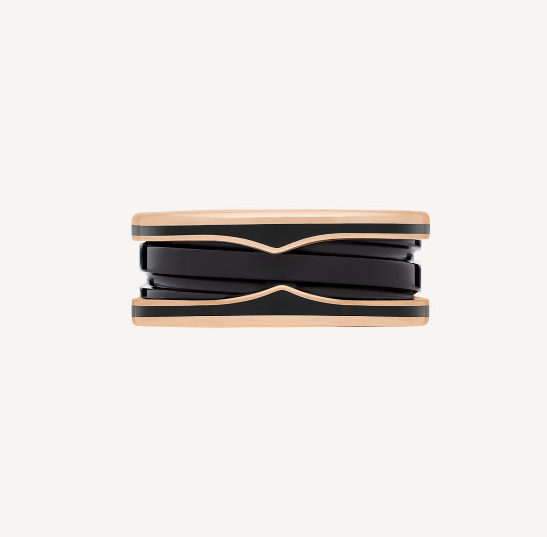 [ELAN LUXE]ZERO 1 TWO-BAND WITH MATTE BLACK CERAMIC PINK GOLD RING