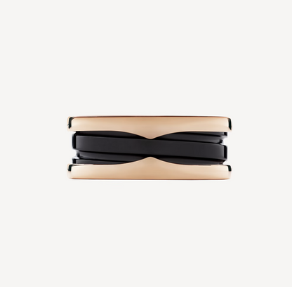 [ELAN LUXE]ZERO 1 TWO-BAND LOOPS AND BLACK CERAMIC PINK GOLD RING