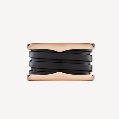 [ELAN LUXE]ZERO 1 FOUR-BAND LOOPS AND BLACK CERAMIC SPIRAL PINK GOLD RING
