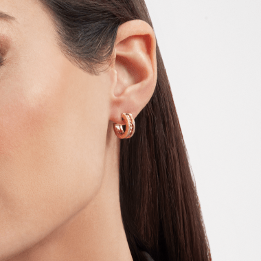 [ELAN LUXE]ZERO 1 ROCK GOLD EARRINGS WITH STUDDED SPIRAL AND PAVED DIAMONDS