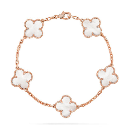 [ELAN LUXE]CLOVER WHITE PEARL MOP 5 MOTIF BRACELET COLLECTION