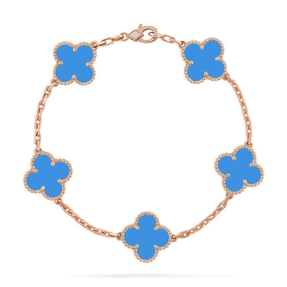[ELAN LUXE] CLOVER 5 MOTIF BLUE AGATE BRACELET COLLECTION