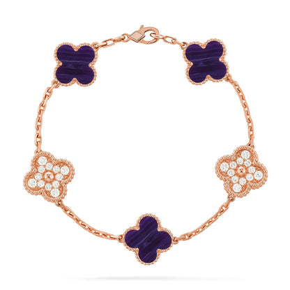 [ELAN LUXE]CLOVER 5 MOTIF PURPLE STRIPES BRACELET COLLECTION