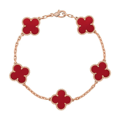 [ELAN LUXE] CLOVER 5 MOTIF RED CORNELIAN BRACELET COLLECTION
