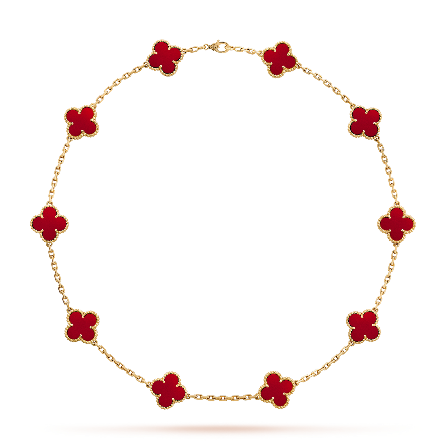 [ELAN LUXE]CLOVER 10 MOTIFS CARNELIAN NECKLACE