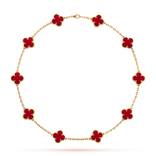 [ELAN LUXE]CLOVER 10 MOTIFS CARNELIAN NECKLACE