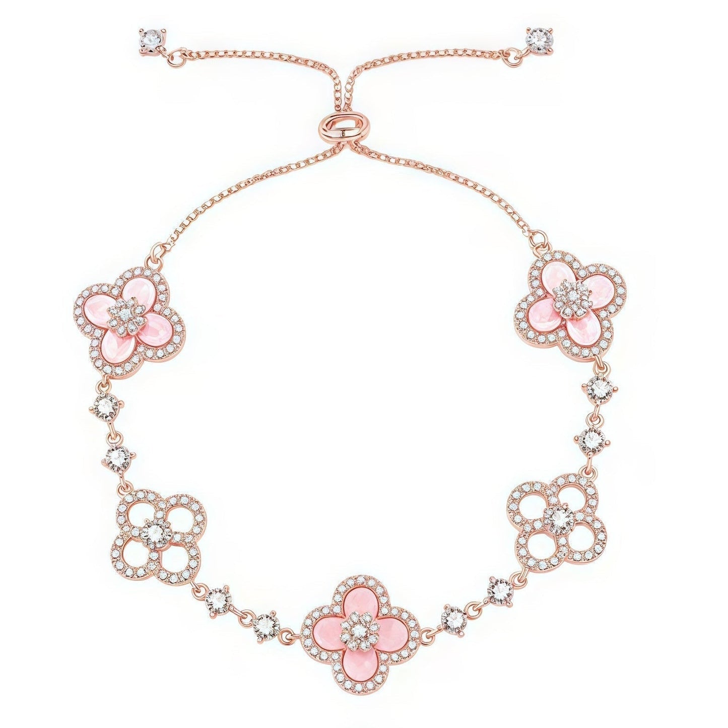[ELAN LUXE]CLOVER 5 MOTIF PINK BLUE RED WHITE BRACELET