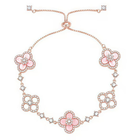 [ELAN LUXE]CLOVER 5 MOTIF PINK BLUE RED WHITE BRACELET