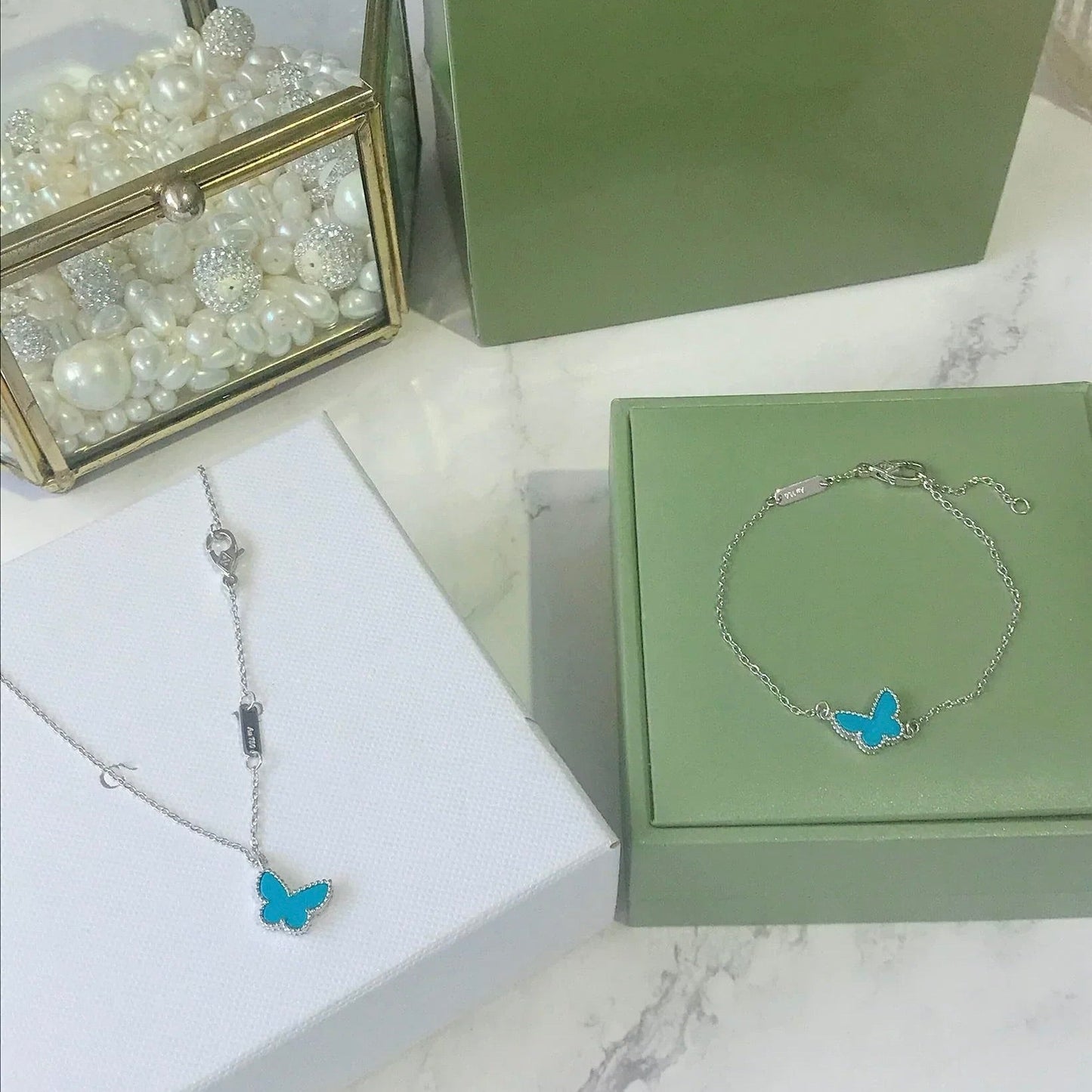 [ELAN LUXE]BUTTERFLY TURQUOISE BUTTERFLY BRACELET SILVER