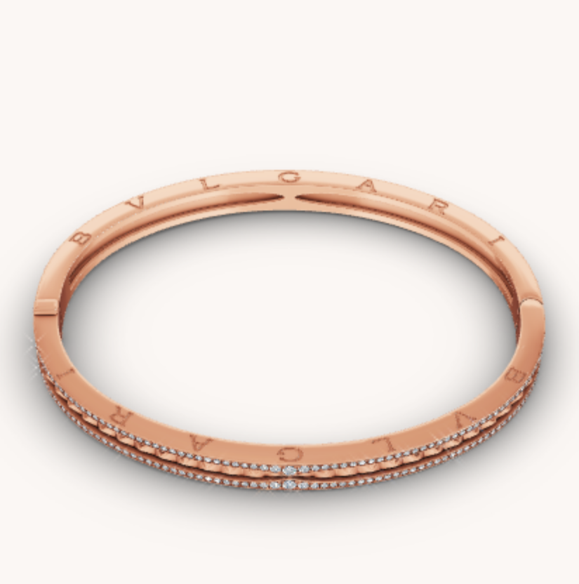 [ELAN LUXE]ZERO 1 SPIRAL AND PAVED DIAMOND PINK GOLD BRACELET