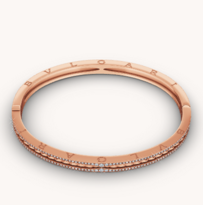 [ELAN LUXE]ZERO 1 SPIRAL AND PAVED DIAMOND PINK GOLD BRACELET