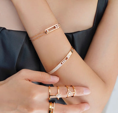 [ELAN LUXE]Move Noa Rose Gold Pav Diamond Bangle Bracelet