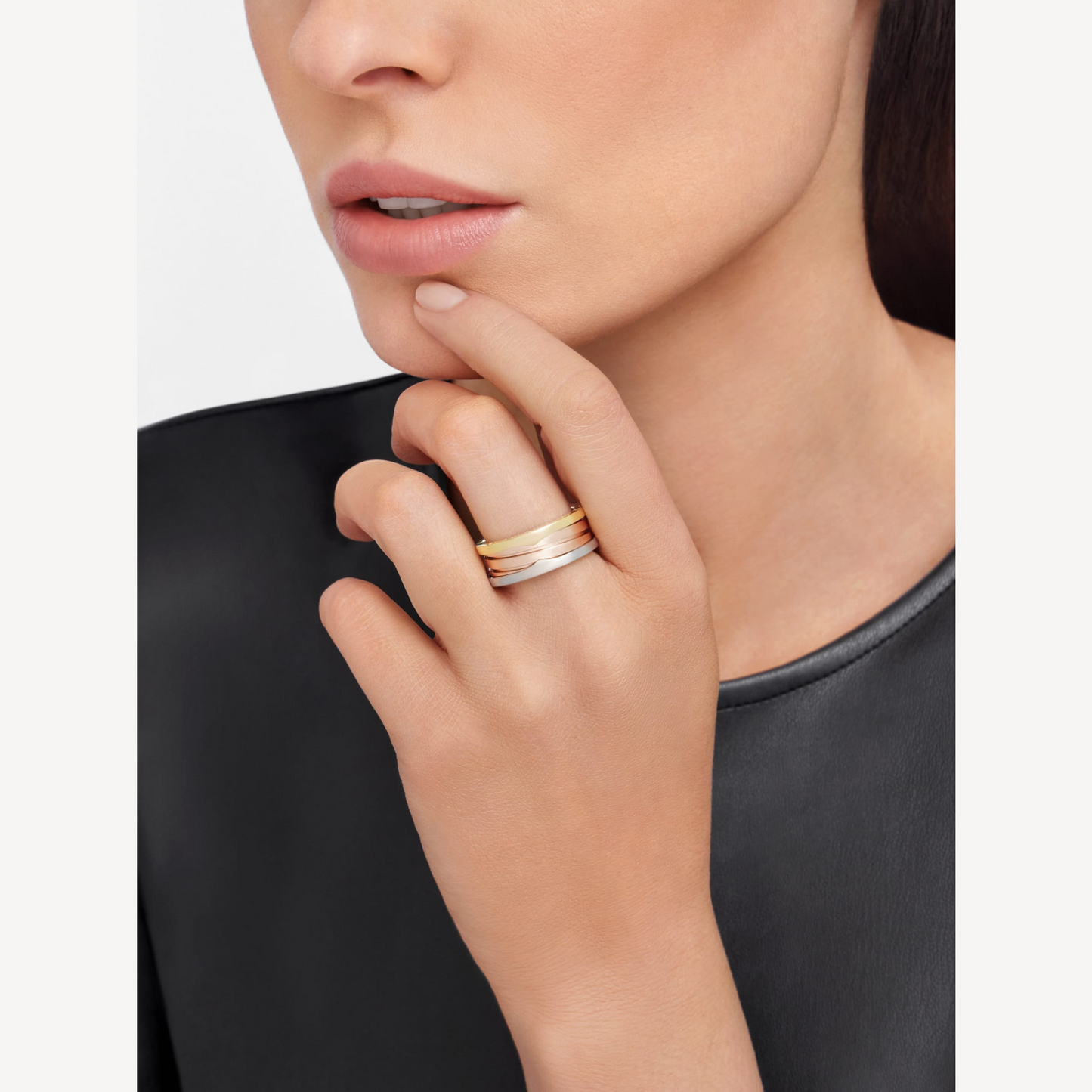[ELAN LUXE]ZERO 1 THREE-BAND ROSE WHITE AND YELLOW RING