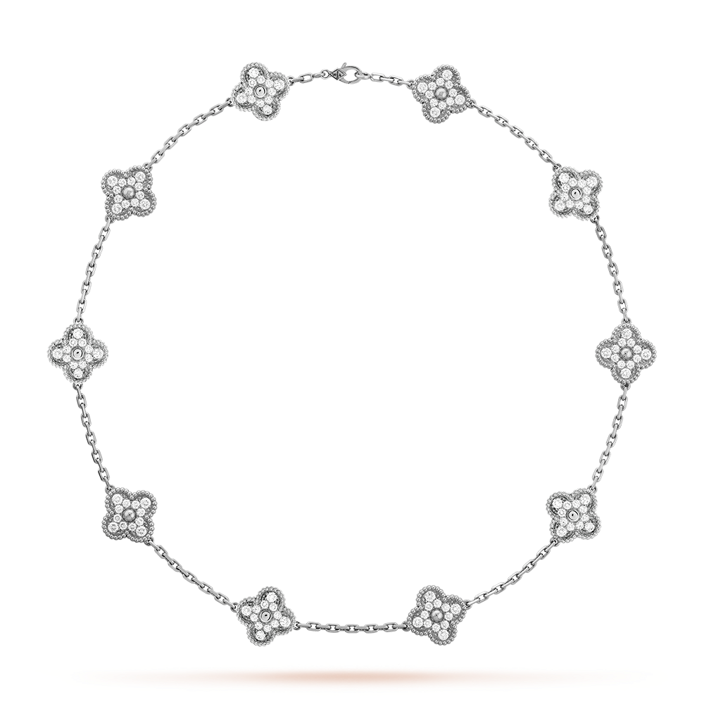 [ELAN LUXE]CLOVER 10 MOTIFS DIAMOND NECKLACE