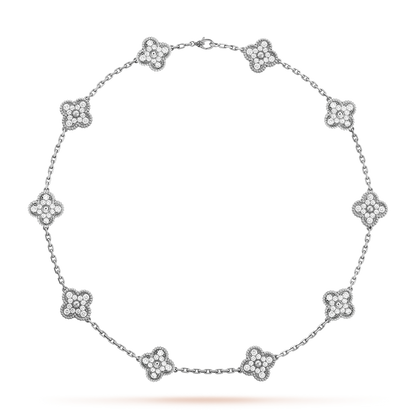[ELAN LUXE]CLOVER 10 MOTIFS DIAMOND NECKLACE