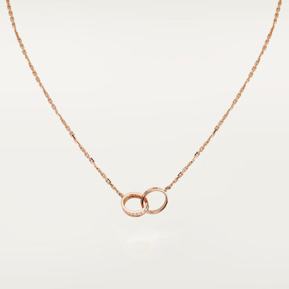 [ELAN LUXE]LOVE DOUBLE RING HALF DIAMOND NECKLACE