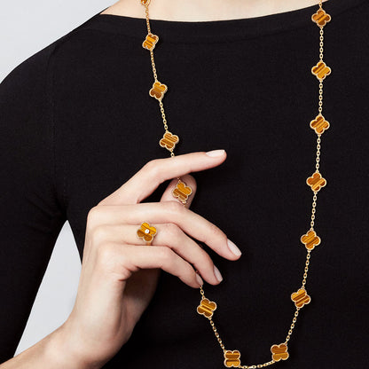 [ELAN LUXE]CLOVER 20 MOTIFS TIGER EYE ROSE GOLD