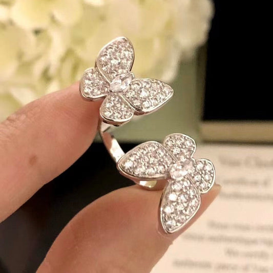 [ELAN LUXE]TWIN SILVER BUTTERFLY DIAMOND RING
