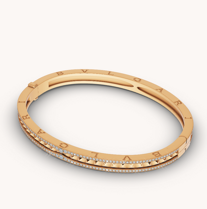 [ELAN LUXE]ZERO 1 SPIRAL AND PAVED DIAMOND GOLD BRACELET