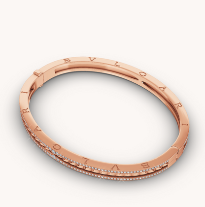 [ELAN LUXE]ZERO 1 SPIRAL AND PAVED DIAMOND PINK GOLD BRACELET