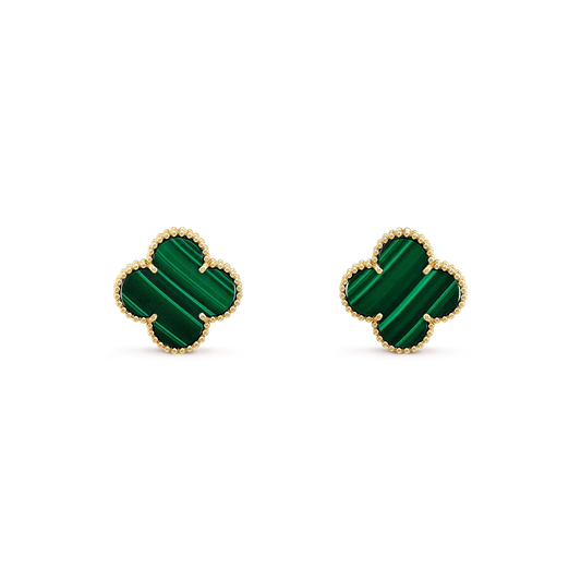 [ELAN LUXE]CLOVER MINI 9.5MM MALACHITE  EARRINGS